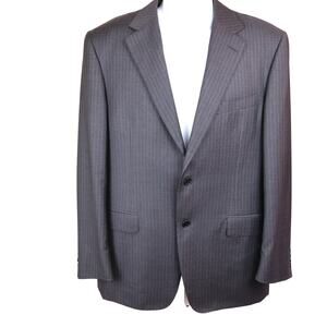 Canali Charcoal grey pinstripe pure wool mens suit jacket 52
